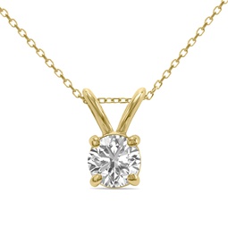 1 carat lab grown diamond round solitaire pendant in 14k yellow gold