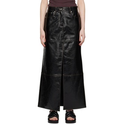 Black Francie Faux Leather Maxi Skirt 241321F093000