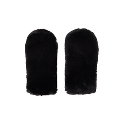 Black Charlie Faux Fur Mittens 232321F012006