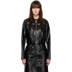 Black Effie Faux Leather Jacket 241321F063010