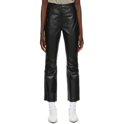Black Leather Avery Cropped Trousers 212321F084003