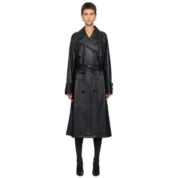 Black Betty Faux Leather Trench Coat 241321F067002