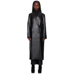 Black Raquel Faux Leather Coat 232321F059033