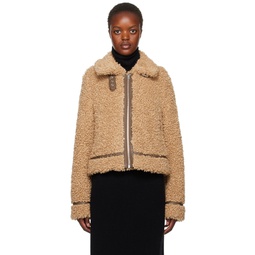 Brown Audrey Faux Shearling Jacket 232321F063009