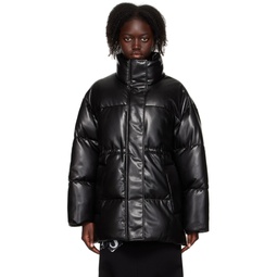Black Milani Faux Leather Coat 222321F059033