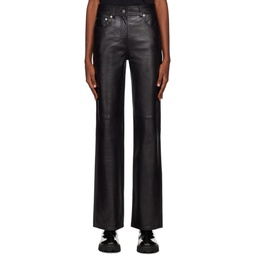 Black Sandy Leather Trousers 231321F084004