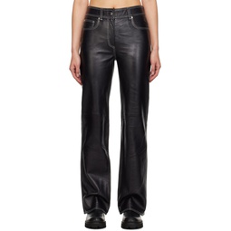 Black Sandy Leather Pants 232321F084001