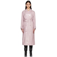 Pink Katharina Faux Leather Trench Coat 231321F059006