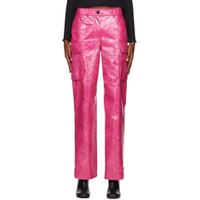 Pink Ada Faux Leather Trousers 231321F087000