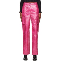 Pink Ada Faux Leather Trousers 231321F087000