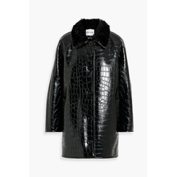Amira faux croc-effect leather coat