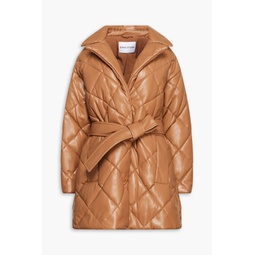 Maxim belted quilted faux leather coat