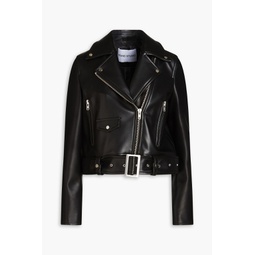 Esmeralda cropped faux leather biker jacket