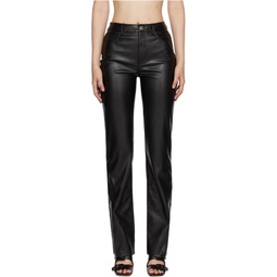 Black Chisel Faux Leather Trousers 231386F084000
