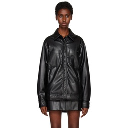Black Voyaging Faux Leather Jacket 231386F063000