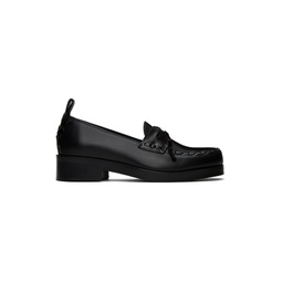 Black Polished Leather Loafers 241300M231003