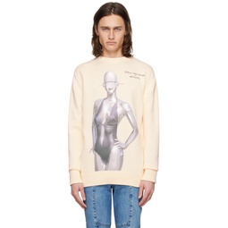Off White Embroidered Sweater 241471M201000