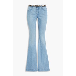 Belted mid-rise flared jeans