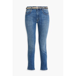 Belted mid-rise straight-leg jeans