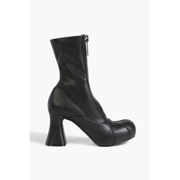 Faux stretch-leather ankle boots