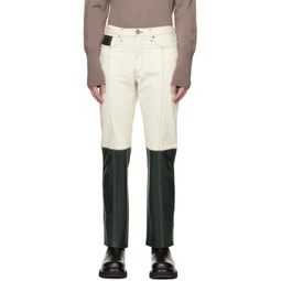 SSENSE Exclusive White   Green Leather Jeans 222662M189000