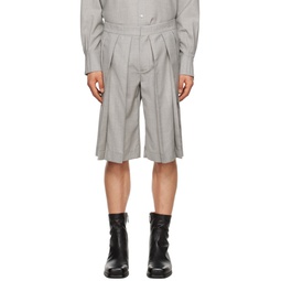 Gray Pleated Shorts 232662M193001