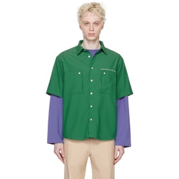 Green Button Shirt 231137M192001