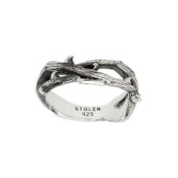 Silver Twisted Thorn Band Ring 241068M147012
