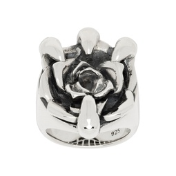 Silver Maxi Rose Claw Ring 241068M147010