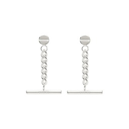 Silver Curb Hanging Bar Earrings 221068M144106