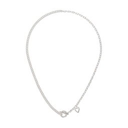 Silver T Bar Halo Necklace 241068M142009