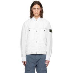 White Garment Dyed Jacket 241828M180055
