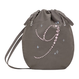 Gray Embroidered Pouch 232549M171000
