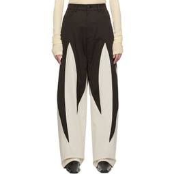 Brown & White Spiky Trousers 232549F087000