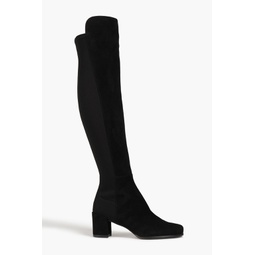 City suede and neoprene over-the-knee boots