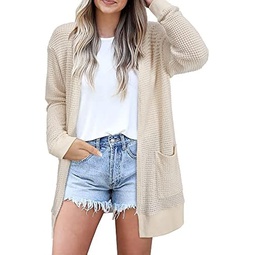 STYLEWORD Womens 2023 Fall Fashion Cardigan Sweaters Lightweight Open Front Knit Casual Long Cardigans Outfits with Pockets