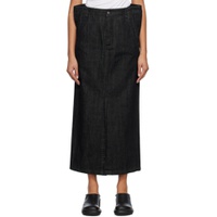 Black Flat Denim Maxi Skirt 231803F093004
