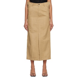 Beige Flat Denim Maxi Skirt 231803F093003