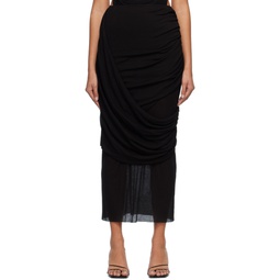 Black Draped Dewy Maxi Skirt 231803F093002