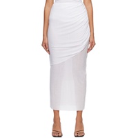 White Draped Dewy Maxi Skirt 231803F093001