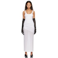 White Asymmetric Maxi Dress 231803F055002