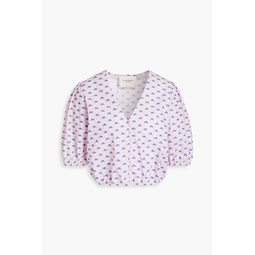 Guggi gathered polka-dot cotton-poplin blouse