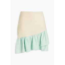 Soffi two-tone cotton-jacquard mini skirt