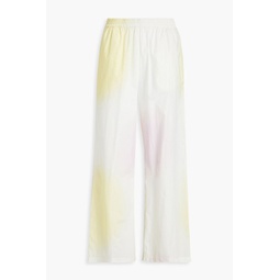 Alina printed cotton-blend poplin wide-leg pants