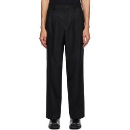 Black Wide Pleated Trousers 241468M191003