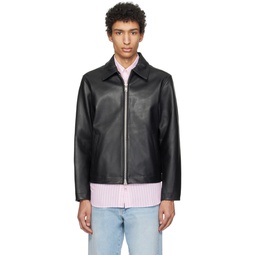 Black Short Leather Jacket 241468M181000