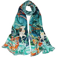 SUNMISILK 100% Mulberry Silk Scarfs for Women Floral Print Satin Long Scarf for Headscarf Hair Wraps Shawl with Gift Packed