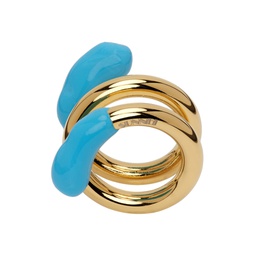 Gold   Blue Double Fusillo Ring 231736F024001