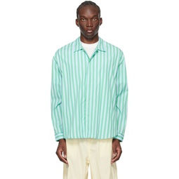 Green & Blue Striped Shirt 241736M192004