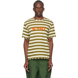 Green & White Striped T-Shirt 241736M213009